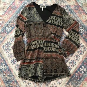 Long Sleeve Patterned Romper
